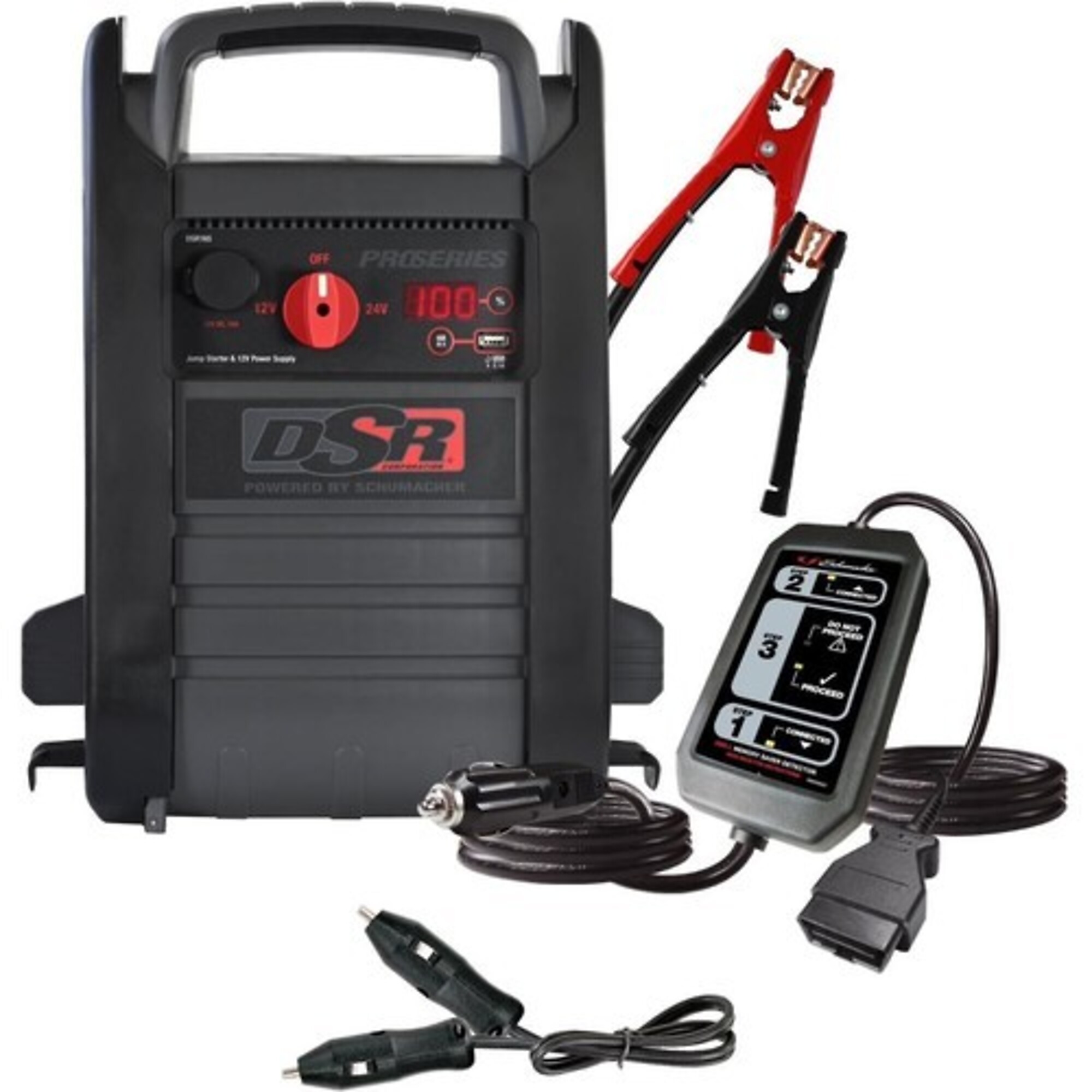 Schumacher Electric Jump Starter — 525 CA, 12V DC Port, USB Port, Digital Display, Model# DSR165